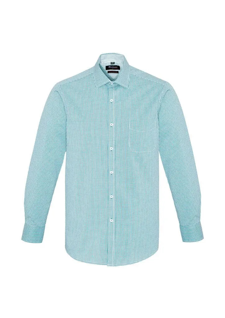 Biz Corporates Newport Mens Long Sleeve Shirt 42520 Corporate Wear Biz Corporates XS Eden Green